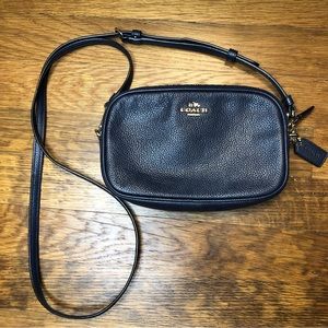 Coach Double Zip Crossbody Purse Bag Dark Blue Navy